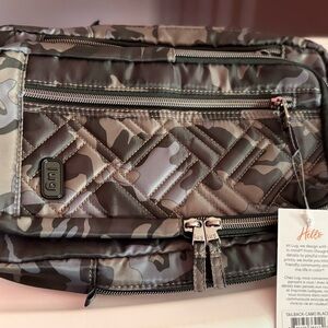 Lug Gray and Black Crossbody Bag with Geometric Design